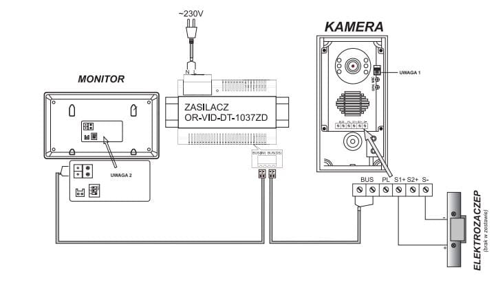 Schemat podłączenia Orno OR-VID-DT-1038