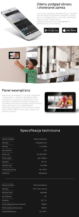 ViDiLINE ZESTAW WIDEODOMOFONOWY 7" IP WI-FI,GSM