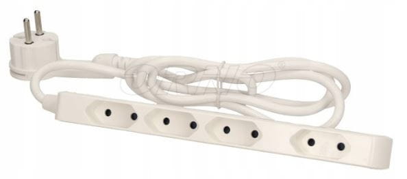 4 krotny przedłużacz, przewód 1,4m, 2x1mm²,
płaska wtyczka