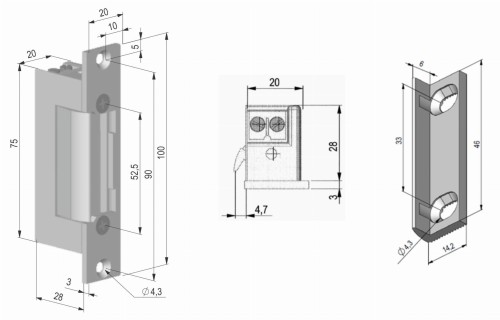Scot Elektrozaczep rygiel 12V ES-S12AC/DC-B blokada