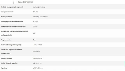 Sygnalizator, czujnik dymu papierosowego, 
bateryjny SD-20B8 B81A420 EURA TECH