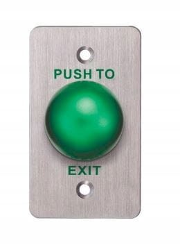 Przycisk zwalniający drzwi z panelem nierdzewnym.