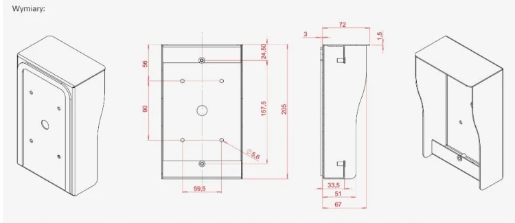 Osłona do montażu natynkowego stacji bramowych: DR-201A, DR-201AG