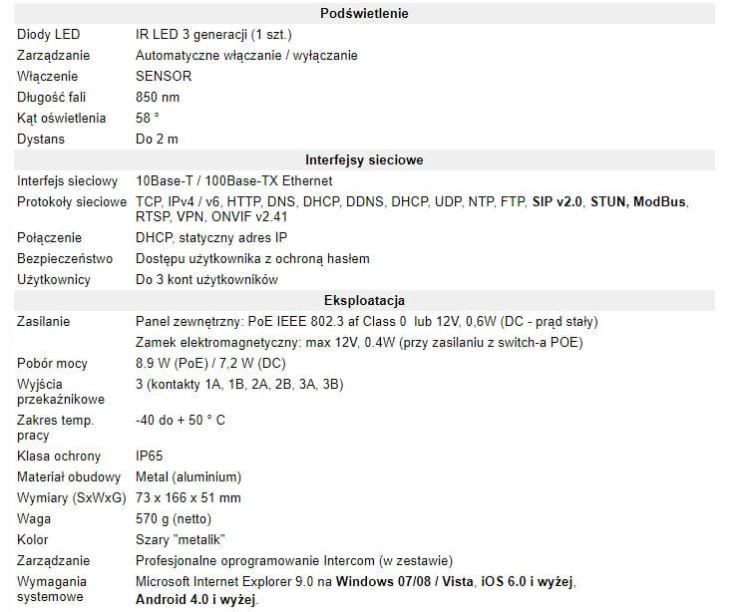 Wideodomofon IP G06MP z kamerą 1.3MP