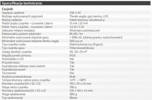 Czujnik czadu i gazu EL HOME CGD-32A2