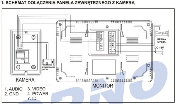 Kamera do wideodomofonu OR-VID-VP-1028KV ORNO schemat