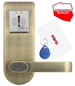 SZYLD Z KONTROLĄ DOSTĘPU ''EURA'' ELH-62B9 BRASS z czytnikiem RFID, uniwersalny rozstaw śrub mocujących