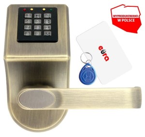 SZYLD Z KONTROLĄ DOSTĘPU ''EURA'' ELH-70B9 BRASS z czytnikiem RFID i szyfratorem, uniwersalny rozstaw śrub