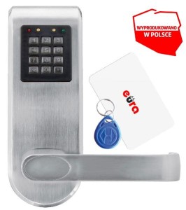 SZYLD Z KONTROLĄ DOSTĘPU ''EURA'' ELH-72B9 SILVER z czytnikiem RFID i szyfratorem, uniwersalny rozstaw śrub mocujących