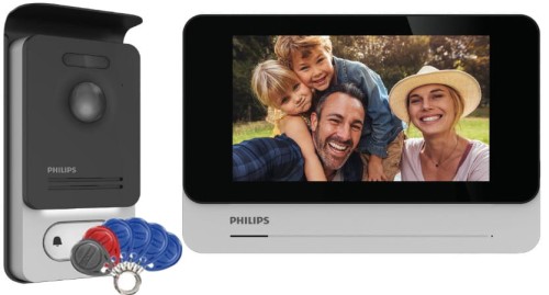 Markowy Wideodomofon Philips, monitor 7" z panelem dotykowym i pamięcią, czytnik RFID