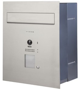 S1201A-SKP Vidos Skrzynka na listy z wideodomofonem DUO, do płytkich słupków, jednowrzutowa wykonana z frezowanej stali szlachetnej, wbudowany czytnik RFID