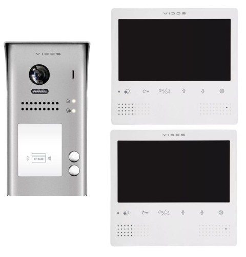 Vidos wideodomofon dwurodzinny DUO 2x M1023W + S1102A RFID