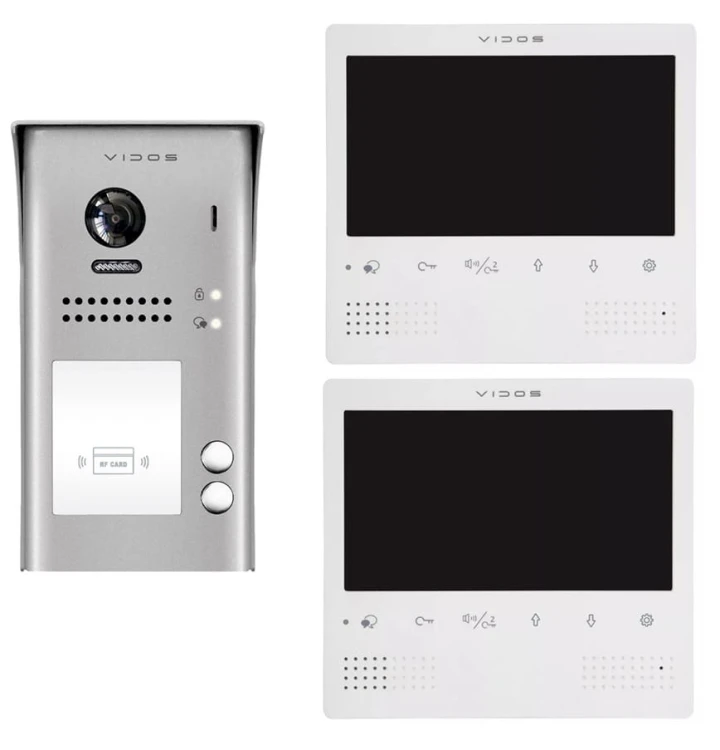 Vidos wideodomofon dwurodzinny DUO 2x M1023W + S1102A RFID
