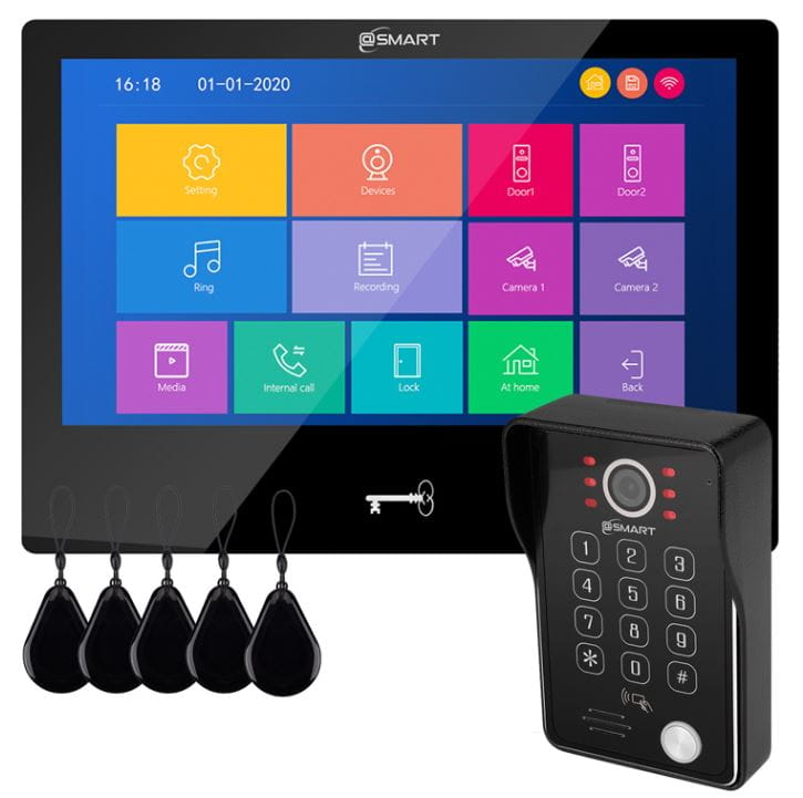 Zestaw wideodomofon 10" @Smart M10T-B-WiFi/BCKN+ 5xbrelok (z czytnikiem)