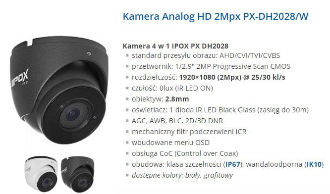 Kamera Analog HD 2Mpx PX-DH2028/G