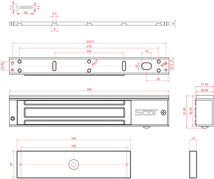 Scot EL-600SL2 Zwora elektromagnetyczna 280kg