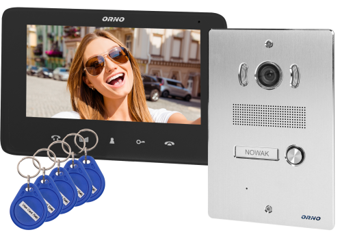 Zestaw wideodomofonowy bezsłuchawkowy, kolor, LCD 7", z czytnikiem breloków zbliżeniowych, interkom, podtynkowy, INDI P