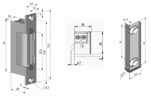 Scot elektrozaczep rygiel 12V ES-S12AC/DC
