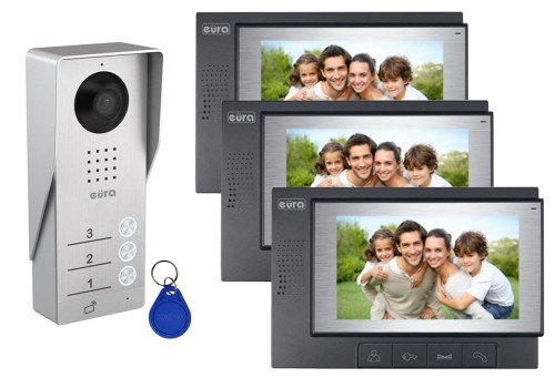 Wideodomofon Videodomofon 3-rodzinny 7 cali RFID