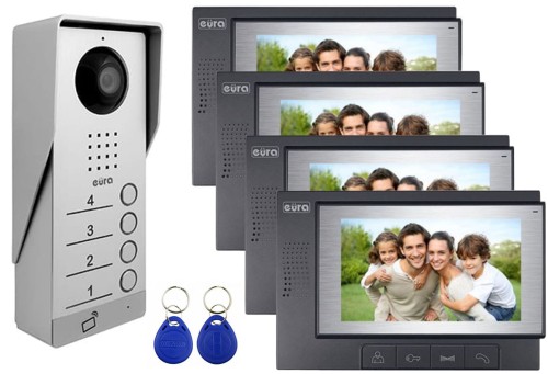 Wideodomofon cztero rodzinny Eura 4R RFID