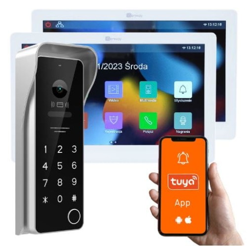 Genway F-S9V13-2W-W-2 - Zestaw wideodomofonowy 2 żyłowy 2 monitory 7" WiFi Tuya