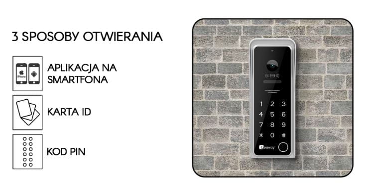 Wideodomofon GENWAY F-S9V13-2W-W WiFi Tuya 2-żyłowy Full HD z czytnikiem RFID i klawiaturą PIN