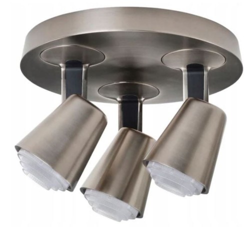 IKEA MONAZIT Praktyczna Lampa sufitowa, 3 reflektory, niklowana, GU10