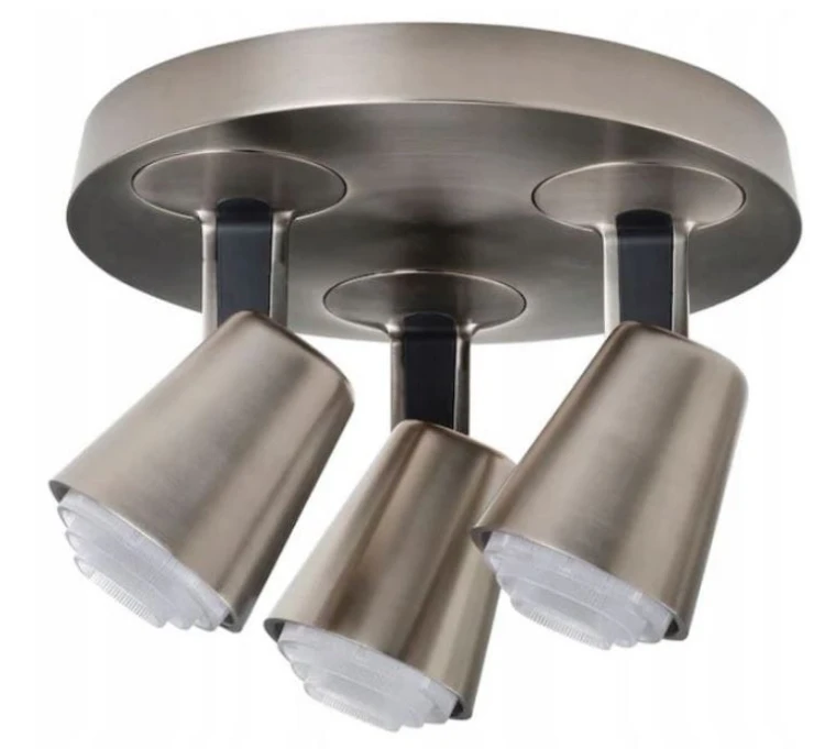 IKEA MONAZIT Praktyczna Lampa sufitowa, 3 reflektory, niklowana, GU10