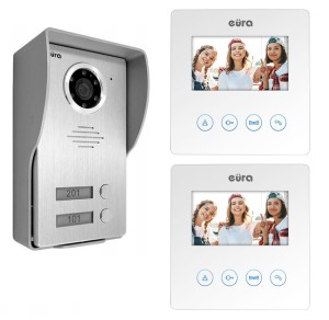 Wideodomofon 2-Rodzinny EURA VDA-23A3 + 2x Monitor 4,3" | Furtka i Brama