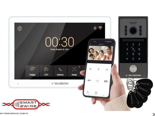 Wideodomofon 10" głośnomówiący Smart HD z kamerą natynkową szerokokątna z klawiaturą numeryczną i czytnikiem RFID
