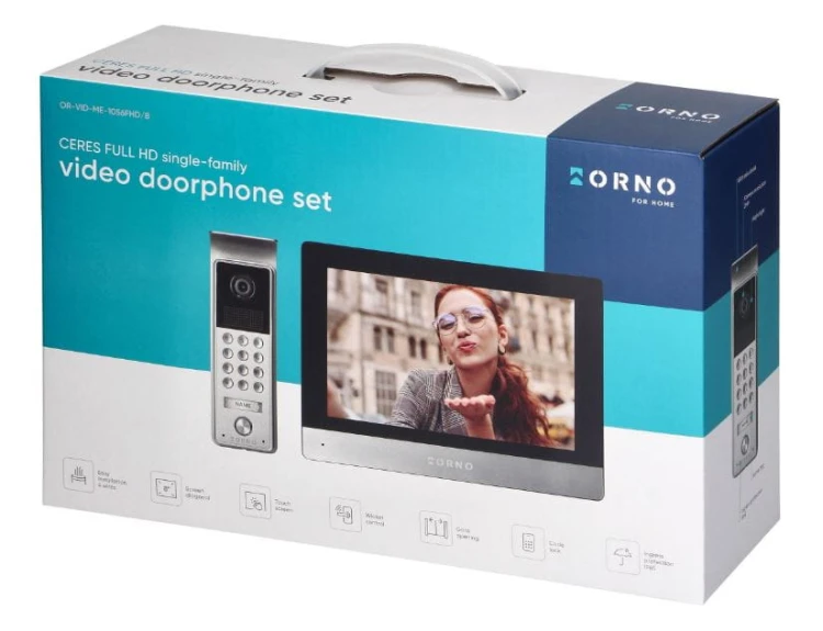 CERES Full HD, zestaw wideodomofonowy jednorodzinny, 4-żyłowy, 8", ekran dotykowy, Full HD, szyfrato
