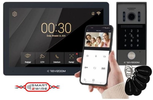 Wideodomofon 10" głośnomówiący Smart HD z kamerą natynkową szerokokątna z klawiaturą numeryczną i czytnikiem RFID