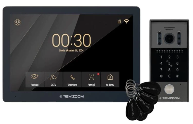 Wideodomofon 10" głośnomówiący Smart HD z kamerą natynkową szerokokątna z klawiaturą numeryczną i czytnikiem RFID