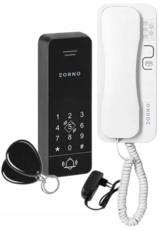 OR-DOM-BA-932/W ERIN, zestaw domofonowy jednorodzinny, 2-żyłowy, szyfrator, RFID, biały