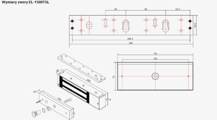 EL-1500TSL Zwora elektromagnetyczna 750kg z sygnalizacją i zwłoką czasową