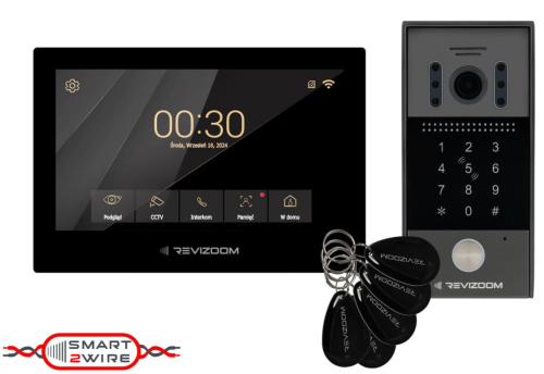 RM-T273HD BLACK/RC-212HD-CK Wideodomofon 7cali głośnomówiący Smart HD z kamerą natynkową szerokokątna z klawiaturą numeryczną i czytnikiem RFID