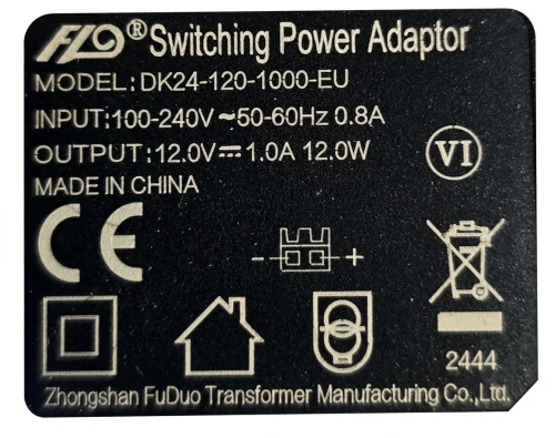 Uniwersalny zasilacz impulsowy 12V DC 1000mA do domofonów, wideodomofonów, kamer i urządzeń kontroli dostępu. Stabilne napięcie, wtyk 2-pin, przewód 160 cm.