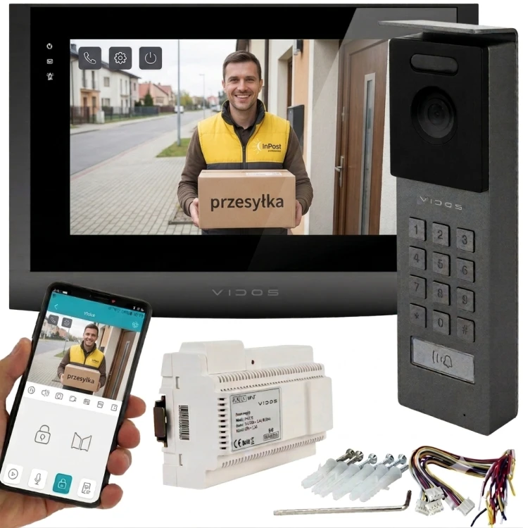 Wideodomofon Vidos 2IP M200B-X WiFi + S202 – 2-żyłowy system IP z aplikacją Vidos X, Full HD i szyfratorem
