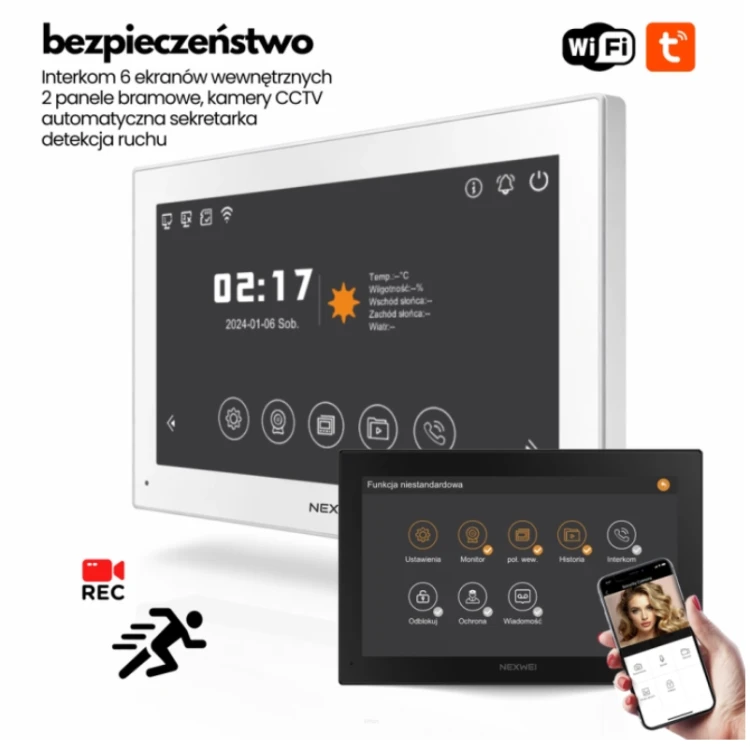 Monitor Nexwei NW-ZIP-2B WiFi – 2-żyłowy zestaw z AI wykrywaniem człowieka, czytnikiem RFID