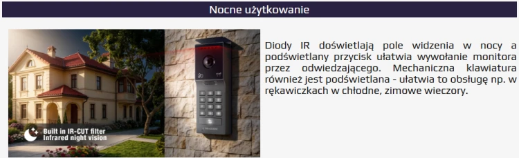 RC-215HD2-CK Kamera natynkowa szerokokątna z optyką HD 1080p, klawiaturą numeryczną i czytnikiem RFID