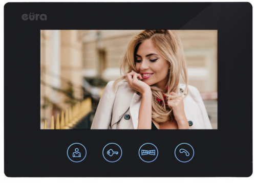 MONITOR ''EURA'' VDA-42A3 ''CONNECT+'' - czarny, 7'', otwieranie 2 wejść, AHD