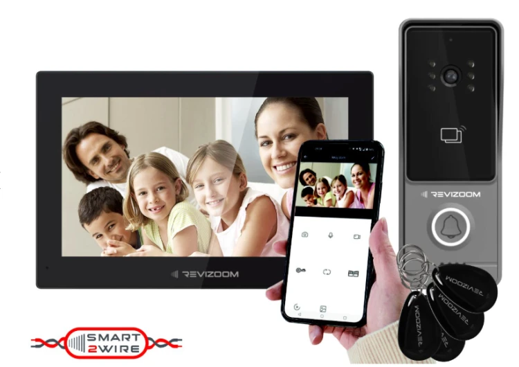 REVIZOOM RM-T275HD2 BLACK/ RC-213HD2-C to nowoczesny zestaw wideodomofonowy SMART 2WIRE przeznaczony do domów jednorodzinnych