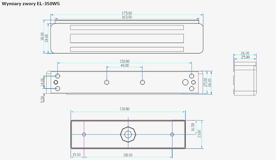 Wymiary zwory El 350WS